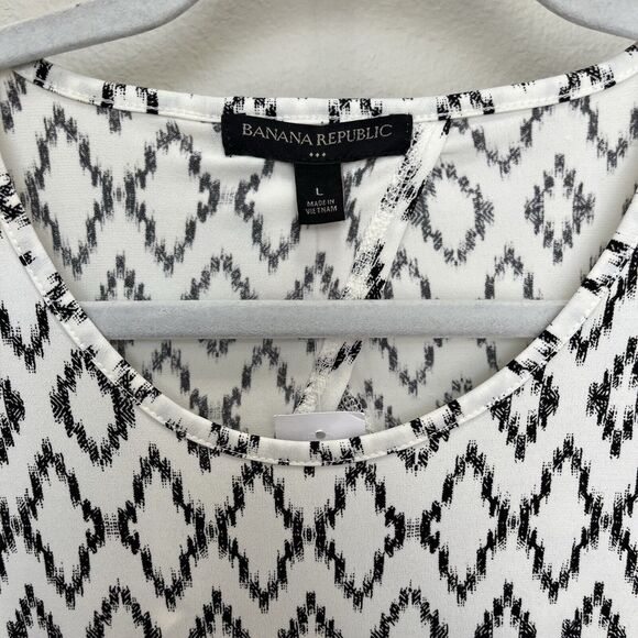 Banana Republic | Knit Column Dress Off White Ikat Midi Open Back Large - Picture 3 of 7